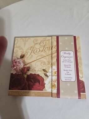 Floral Beige and Burgundy Weekly Organizer